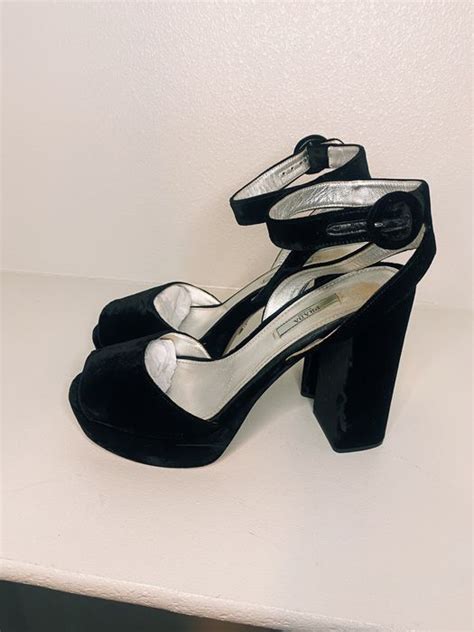 prada velvet and crystal heels collection|black prada heels.